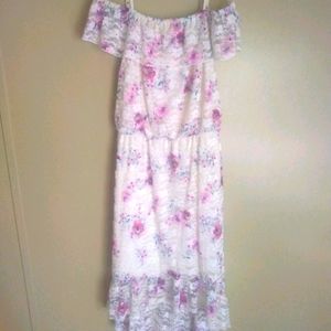 Beautiful lace cold shoulder/high-low dress